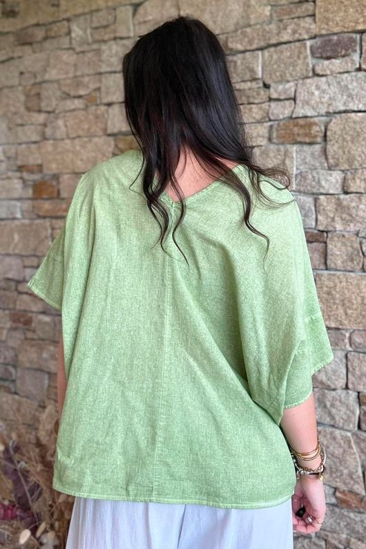 Rustic Nature Linen Blend Pocket Tee Washed Lawn